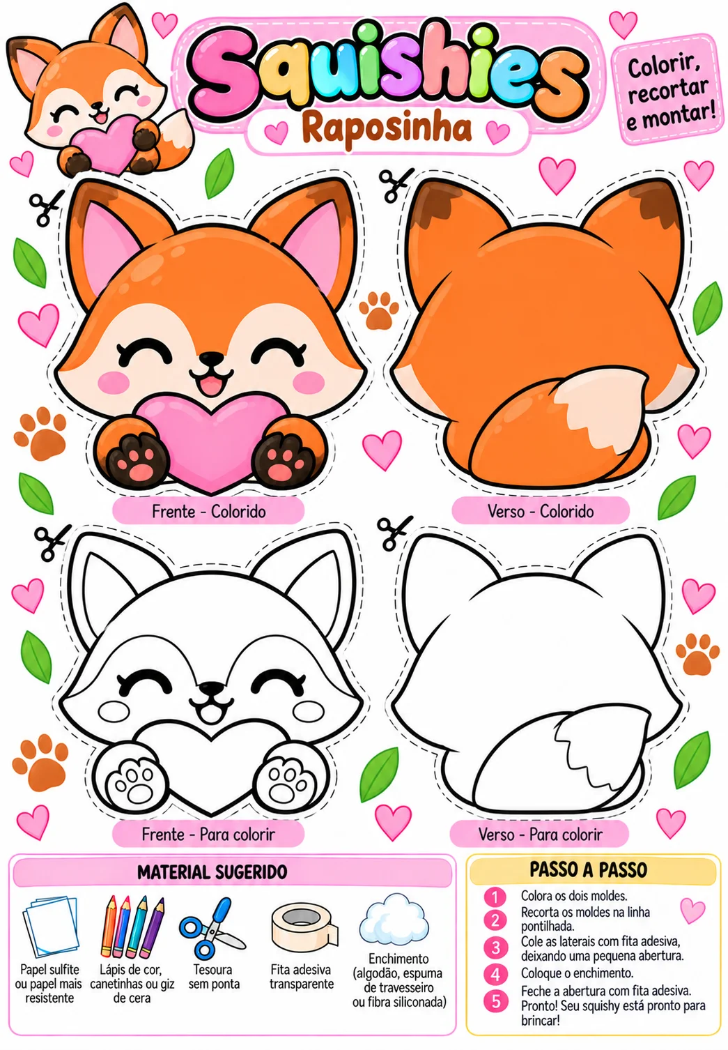 Oficina de Squishies Bichinhos Fofos – 10 Modelos para Montar — amostra 5: Oficina de Squishies com 10 modelos de bichinhos…