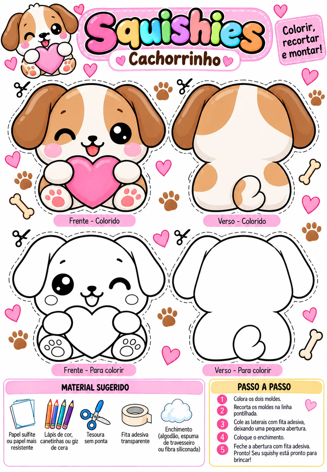 Oficina de Squishies Bichinhos Fofos – 10 Modelos para Montar — amostra 6: Oficina de Squishies com 10 modelos de bichinhos…
