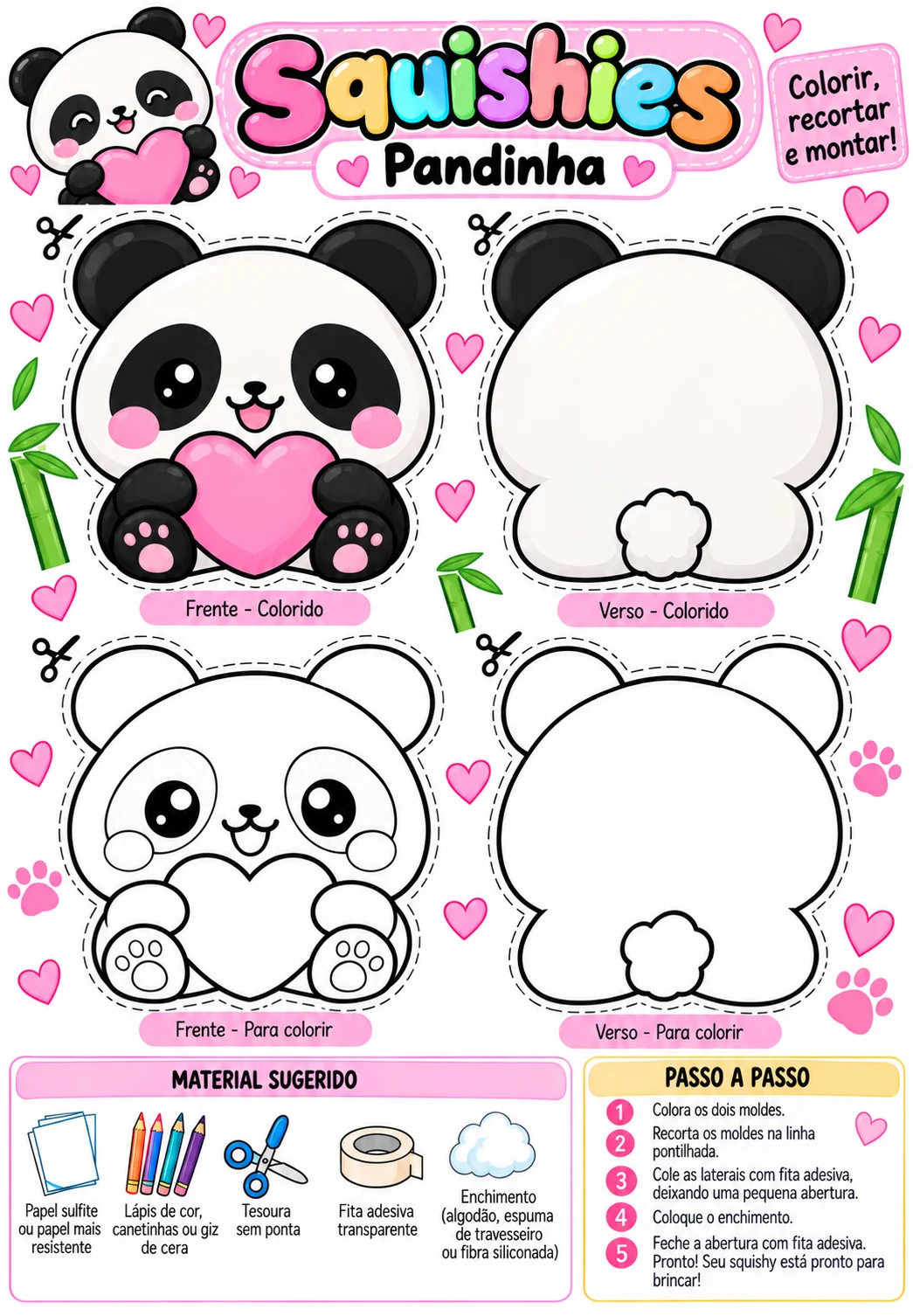 Oficina de Squishies Bichinhos Fofos – 10 Modelos para Montar — amostra 7: Oficina de Squishies com 10 modelos de bichinhos…