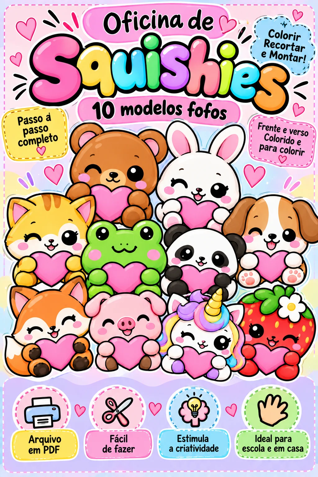 Oficina de Squishies Bichinhos Fofos – 10 Modelos para Montar — Alfabetização para Educação Infantil: Oficina de Squishies…