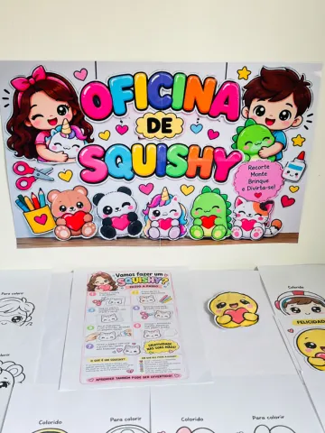 Oficina de Squishy – Kit Criativo com Moldes, Painel e Atividades — amostra 1: O Kit Oficina de Squishy traz diversos…