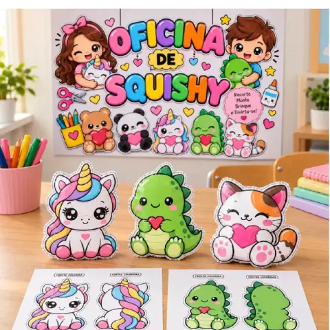 Oficina de Squishy para Imprimir – 18 Páginas em PDF — amostra 1: O material contém