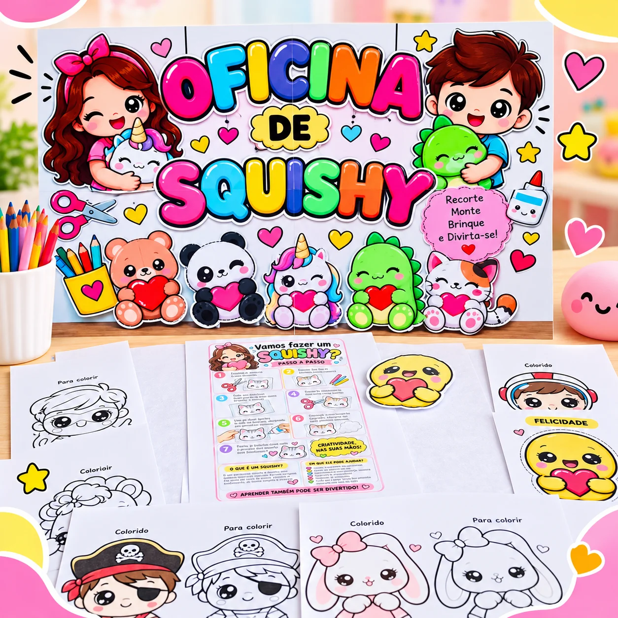 Oficina de Squishy para Imprimir – Moldes, Painel e Atividade das Emoções — capa do material