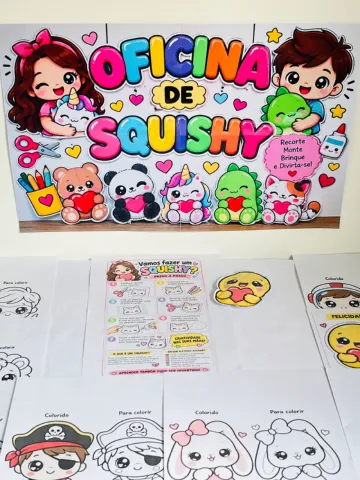 ✨ OFICINA DE SQUISHY- Use sua criatividade — amostra 2: coloridas e para colorir. 🦄🤖🦖󰬬