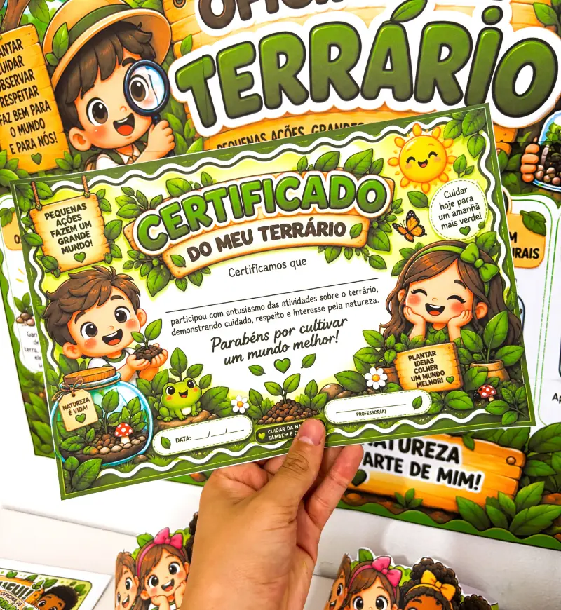 Oficina de Terrário em PDF para Projetos de Meio Ambiente — amostra 5: Proponha uma oficina de terrário com montagem,…
