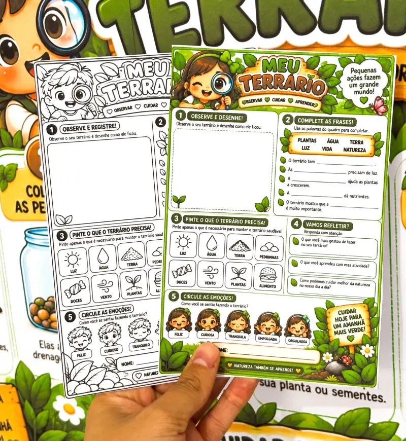Oficina de Terrário em PDF para Projetos de Meio Ambiente — amostra 6: Proponha uma oficina de terrário com montagem,…