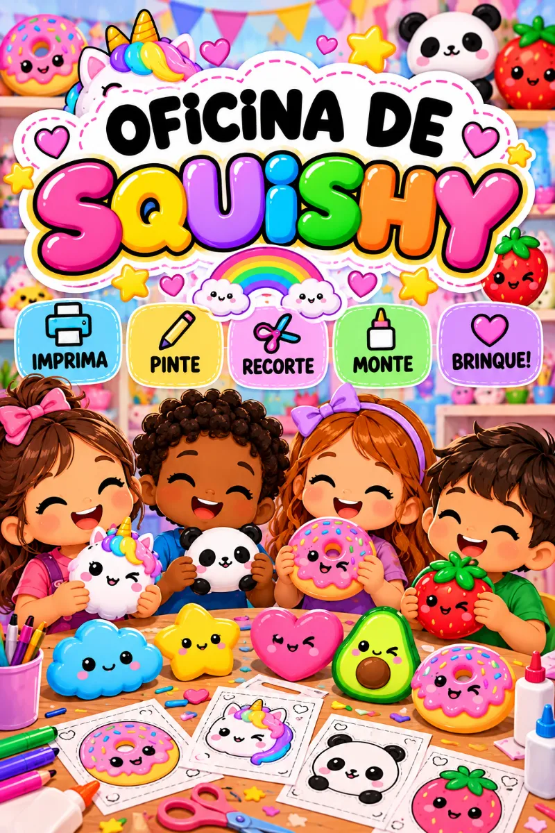 Oficina para dia das Crianças com planejamento — amostra 2: Kit completo da Oficina de Squishy, com planejamento, passo a…