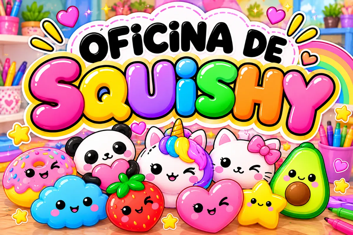 Oficina para dia das Crianças com planejamento — amostra 4: Kit completo da Oficina de Squishy, com planejamento, passo a…