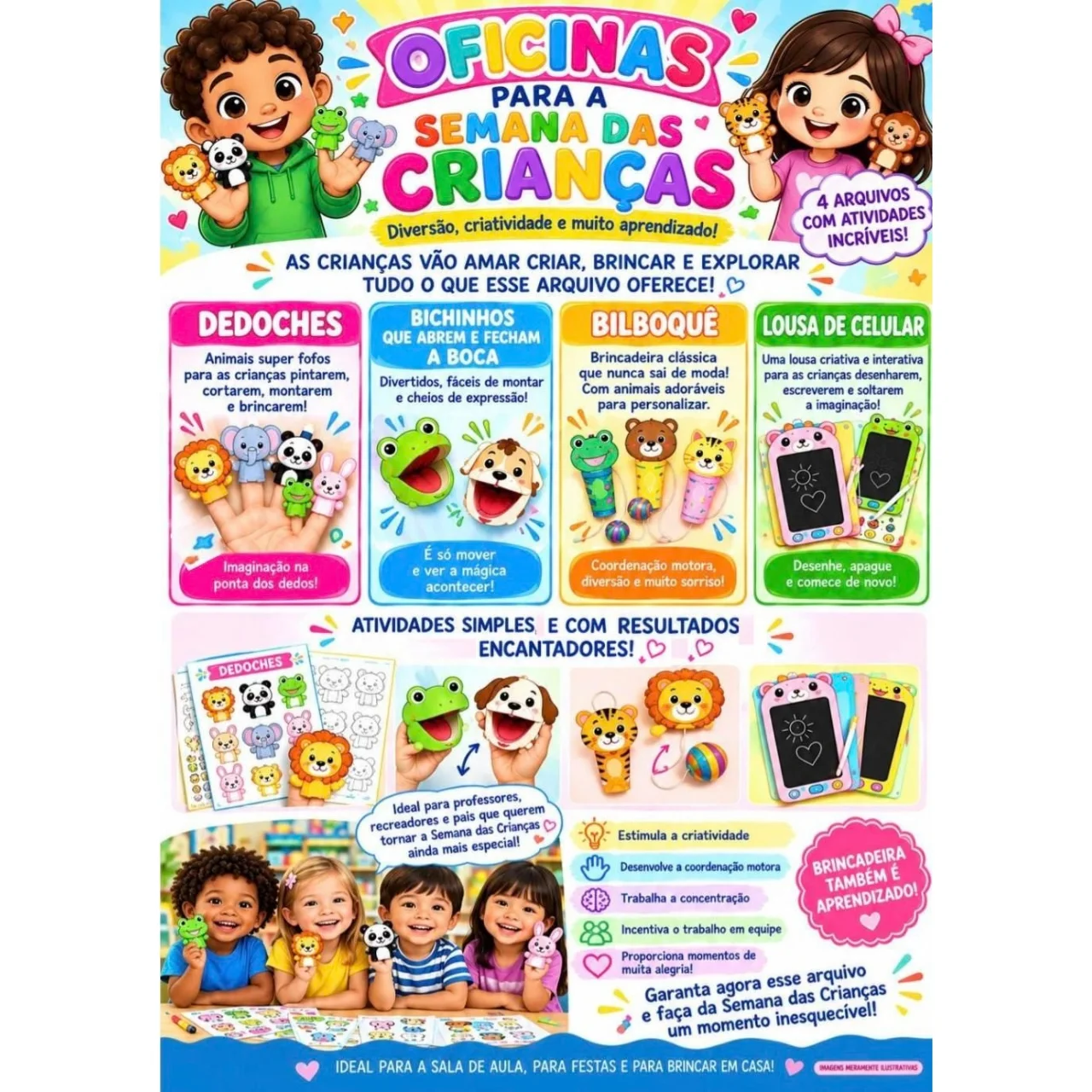 🎉🐻 OFICINAS PARA A SEMANA DAS CRIANÇAS🐾 DIVERSÃO GARANTIDA!🐰 — capa do material
