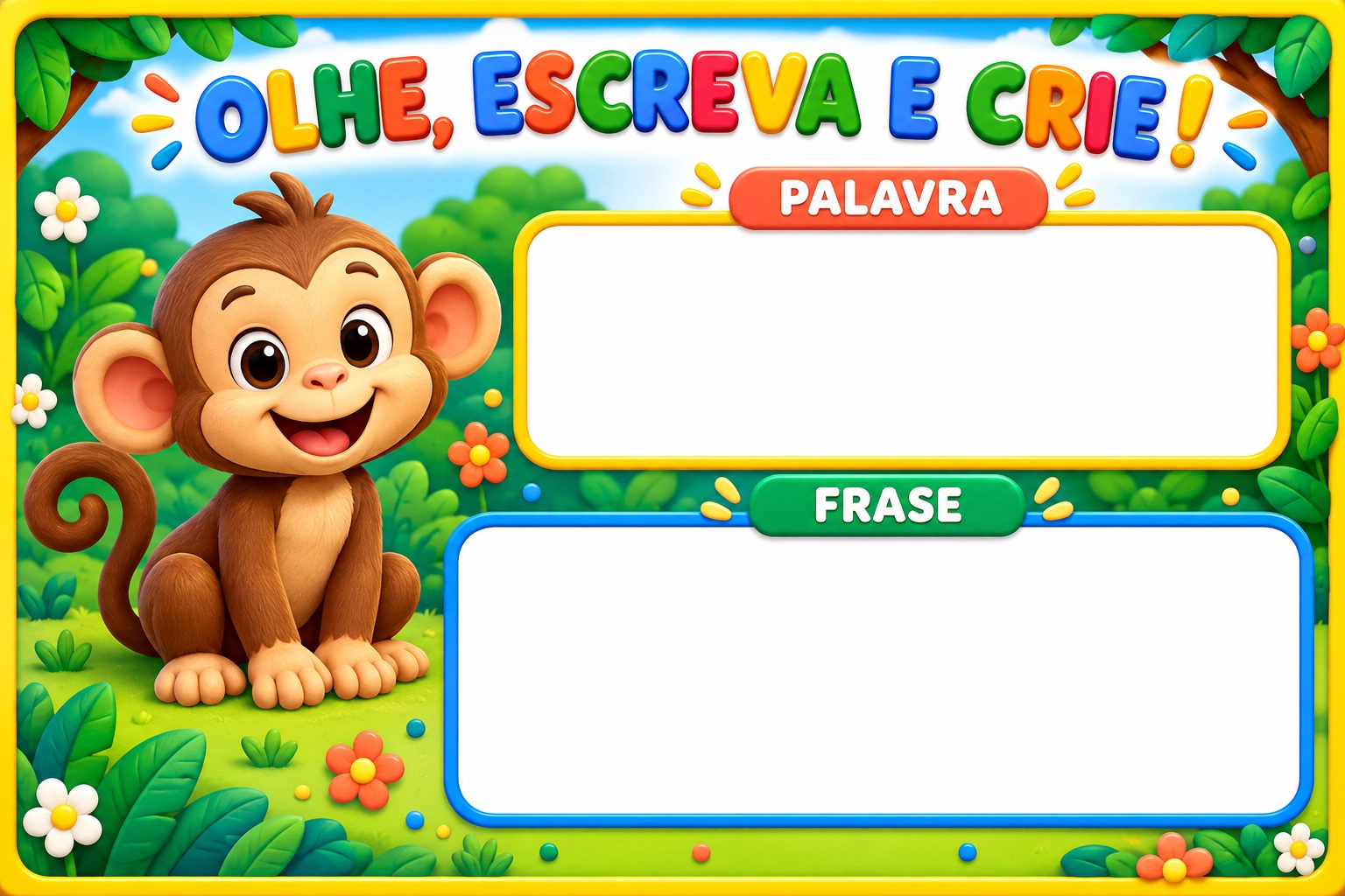 Olhe, Escreva e Crie! | 24 Fichas de Escrita para Alfabetização — amostra 3: Estimule a escrita de palavras e frases com 24…