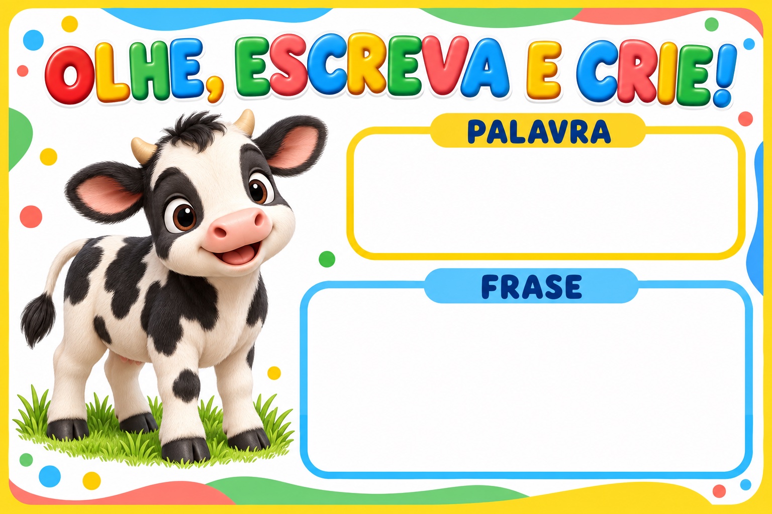 Olhe, Escreva e Crie! | 24 Fichas de Escrita para Alfabetização — amostra 4: Estimule a escrita de palavras e frases com 24…