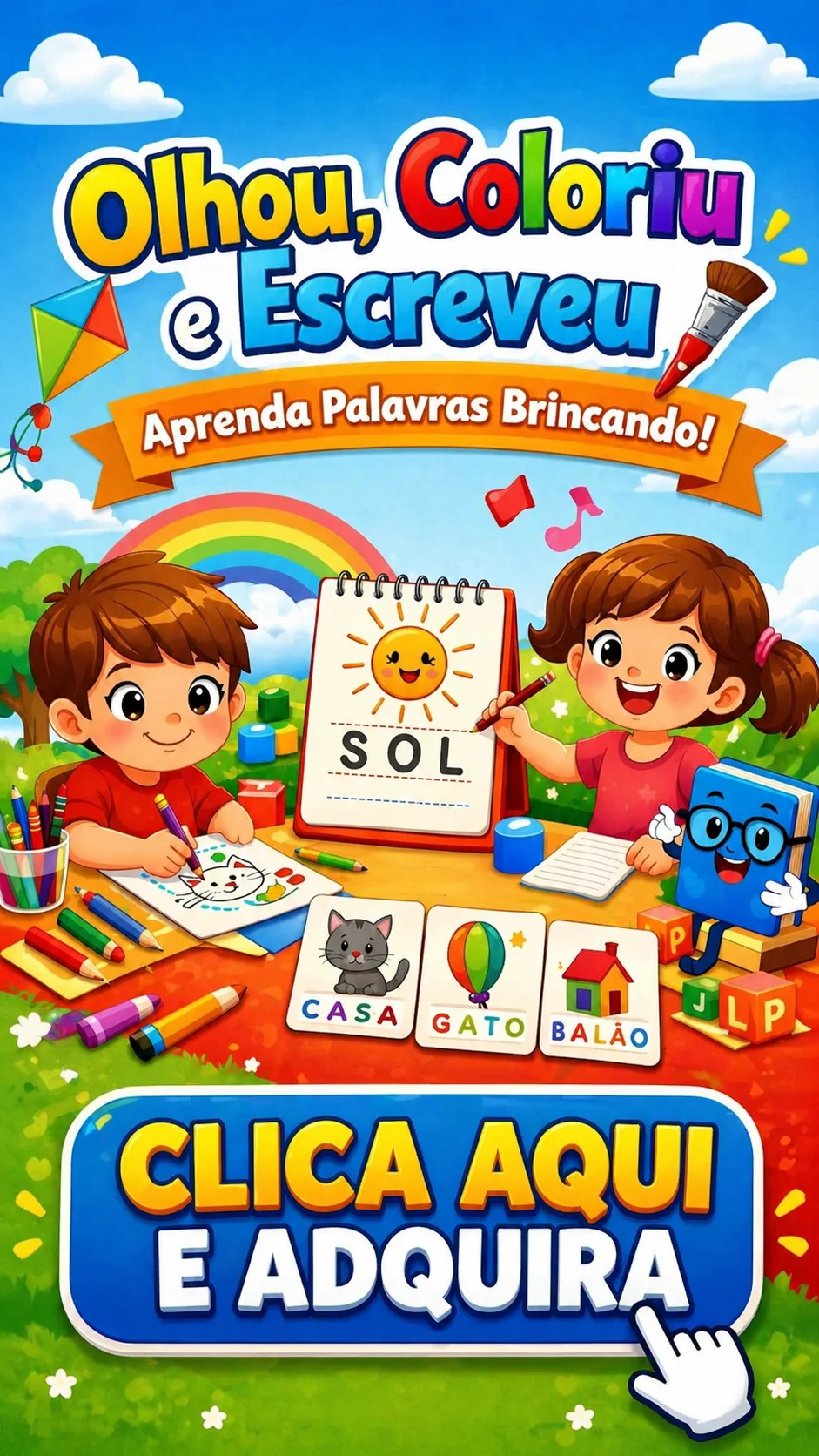 🌈✏️ OLHOU, COLORIU E ESCREVEU — ALFABETIZAÇÃO BRINCANDO! — Alfabetização para Educação Infantil: O Olhou, Coloriu e…