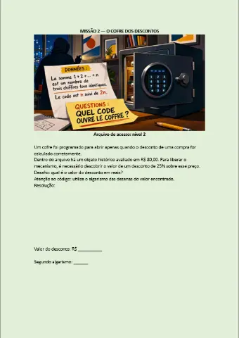 Operação: Código Matemático — O Mistério do Arquivo Secreto — amostra 3: Escape Room Matemático para o Ensino Fundamental II Operação: Código Matemático — O Mistério do Arquivo Secreto — amostra 3: Escape Room Matemático para o Ensino Fundamental II