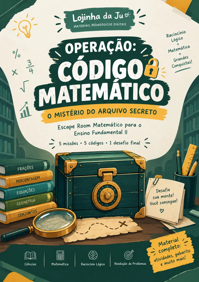 Operação: Código Matemático — O Mistério do Arquivo Secreto — Atividades para Fundamental II (6º–9º): Escape Room…