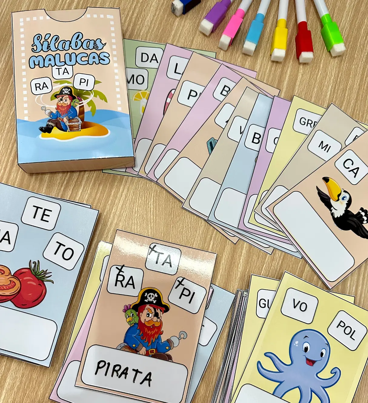 Ordenação de Sílabas: Sílabas Malucas com 72 Fichas — amostra 2: O que acompanha o material