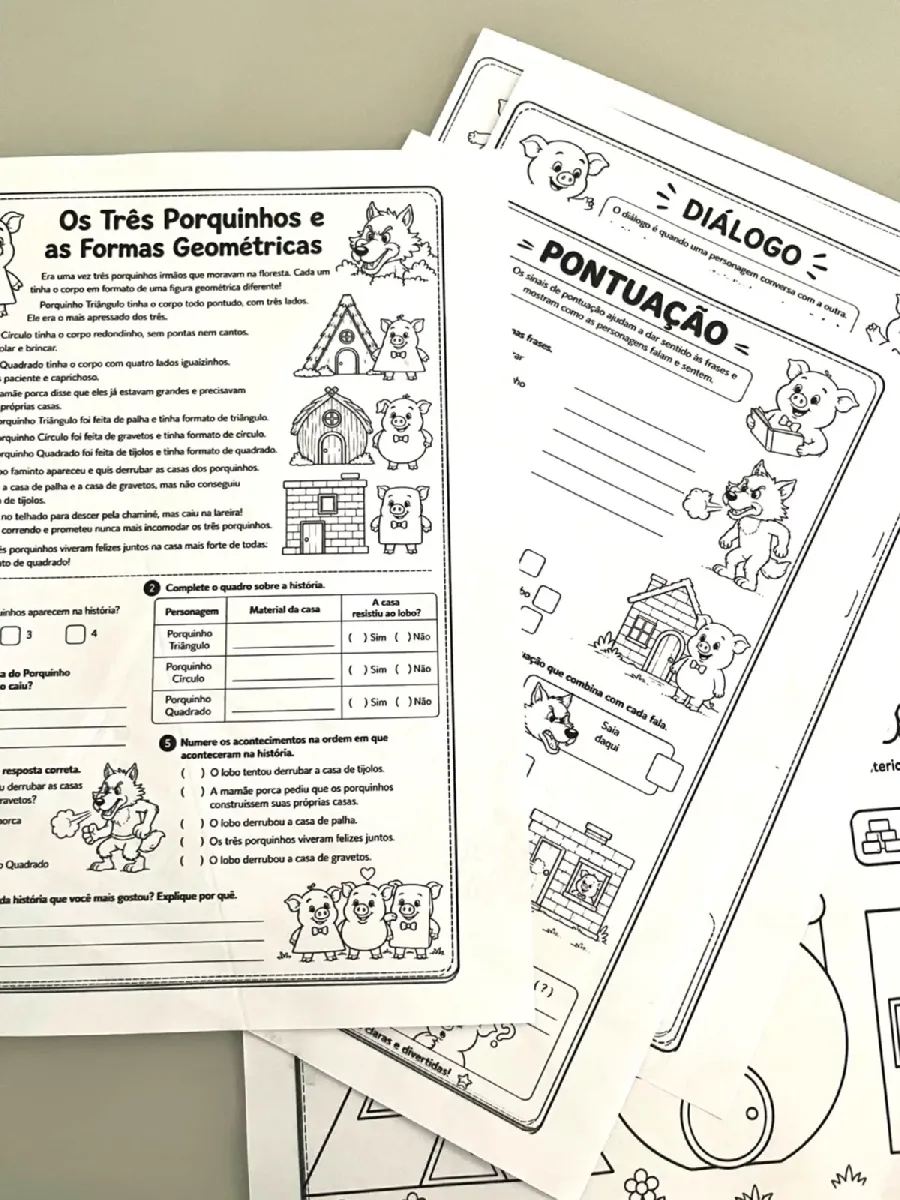 OS 3 PORQUINHOS E AS FORMAS GEOMETRICAS – PDF para Imprimir — Matemática para Educação Infantil: Depois de encantar as…