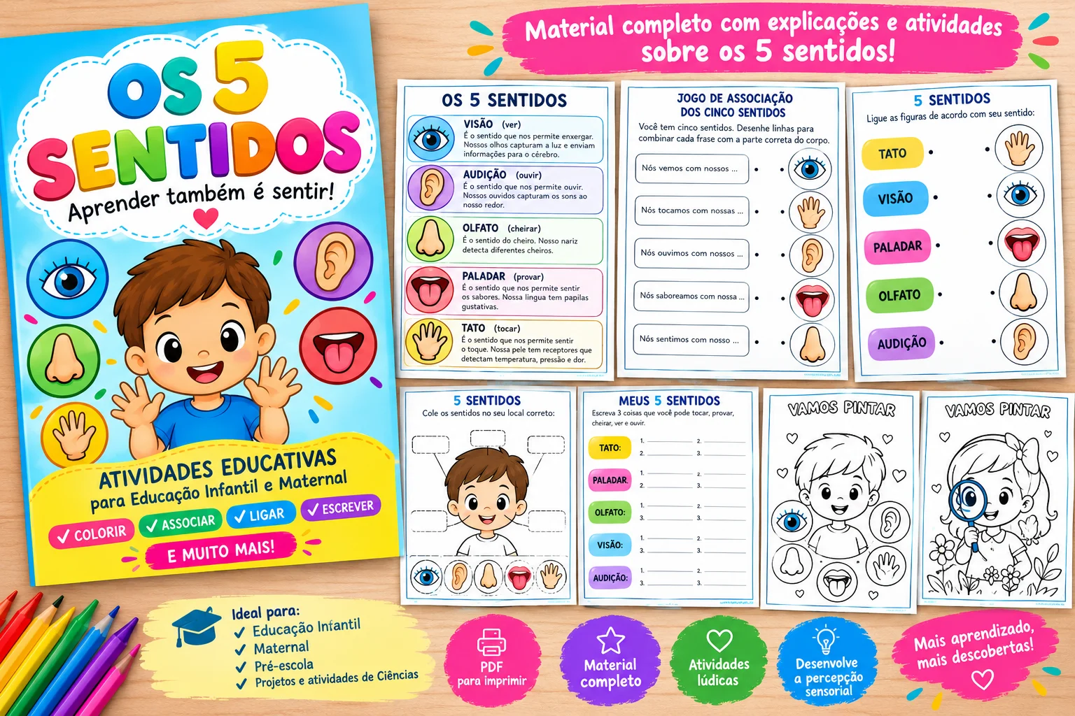 Os 5 Sentidos Atividades Educativas paraEducação Infantil Material PDF — amostra 2: Um material lúdico e educativo…