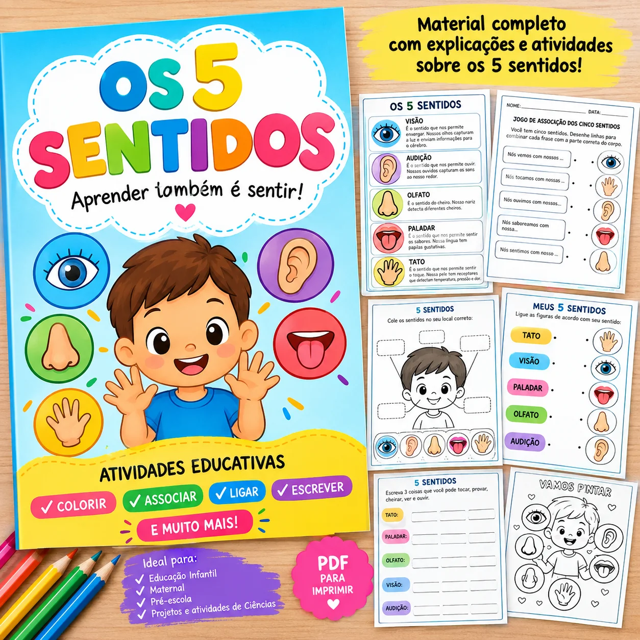 Os 5 Sentidos Atividades Educativas paraEducação Infantil Material PDF — Alfabetização para Educação Infantil: Um material…