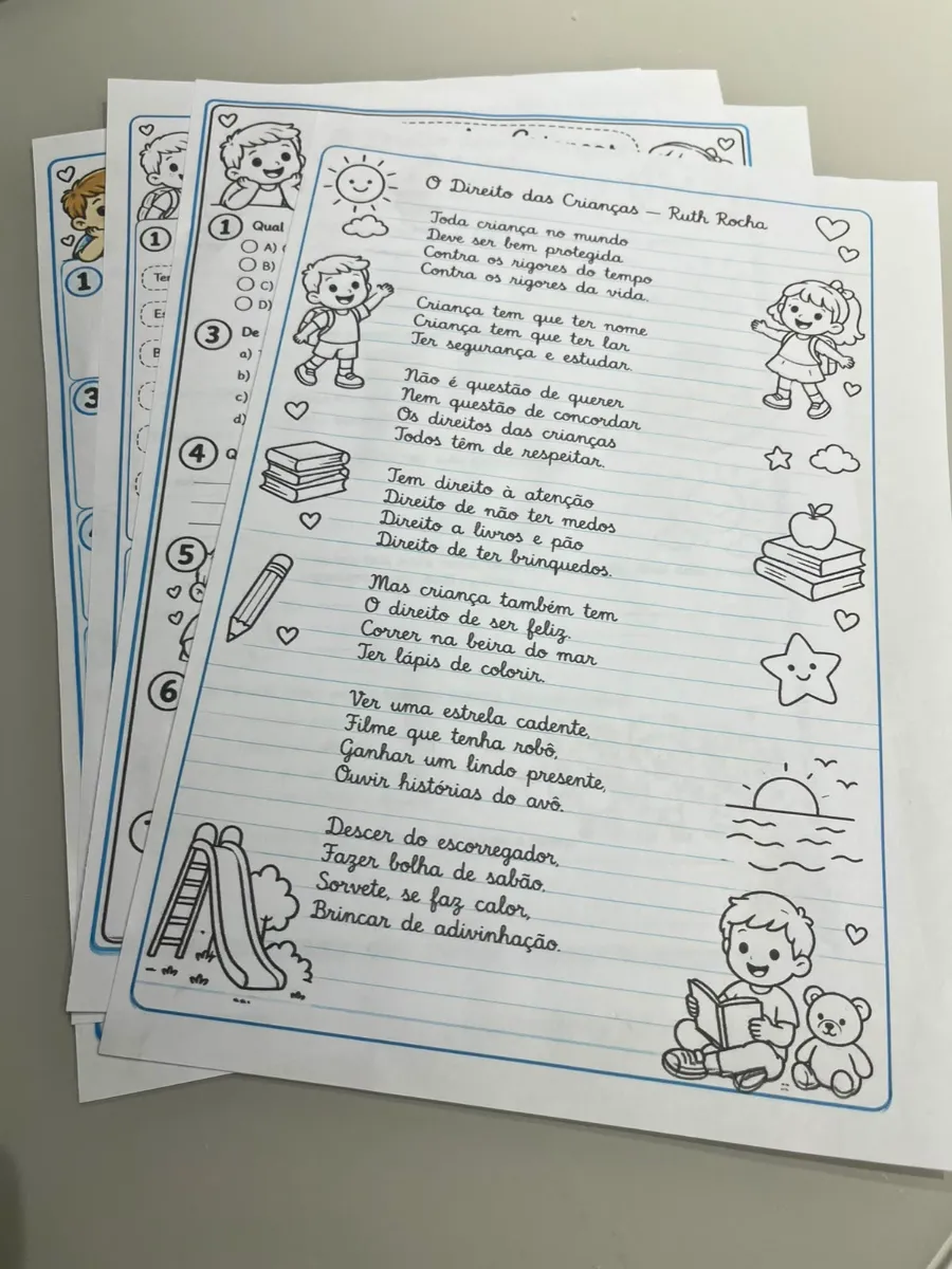 Os Direitos das Crianças - Poema + Atividades — amostra 6: A proposta parte da literatura para levar a criança a ler,…
