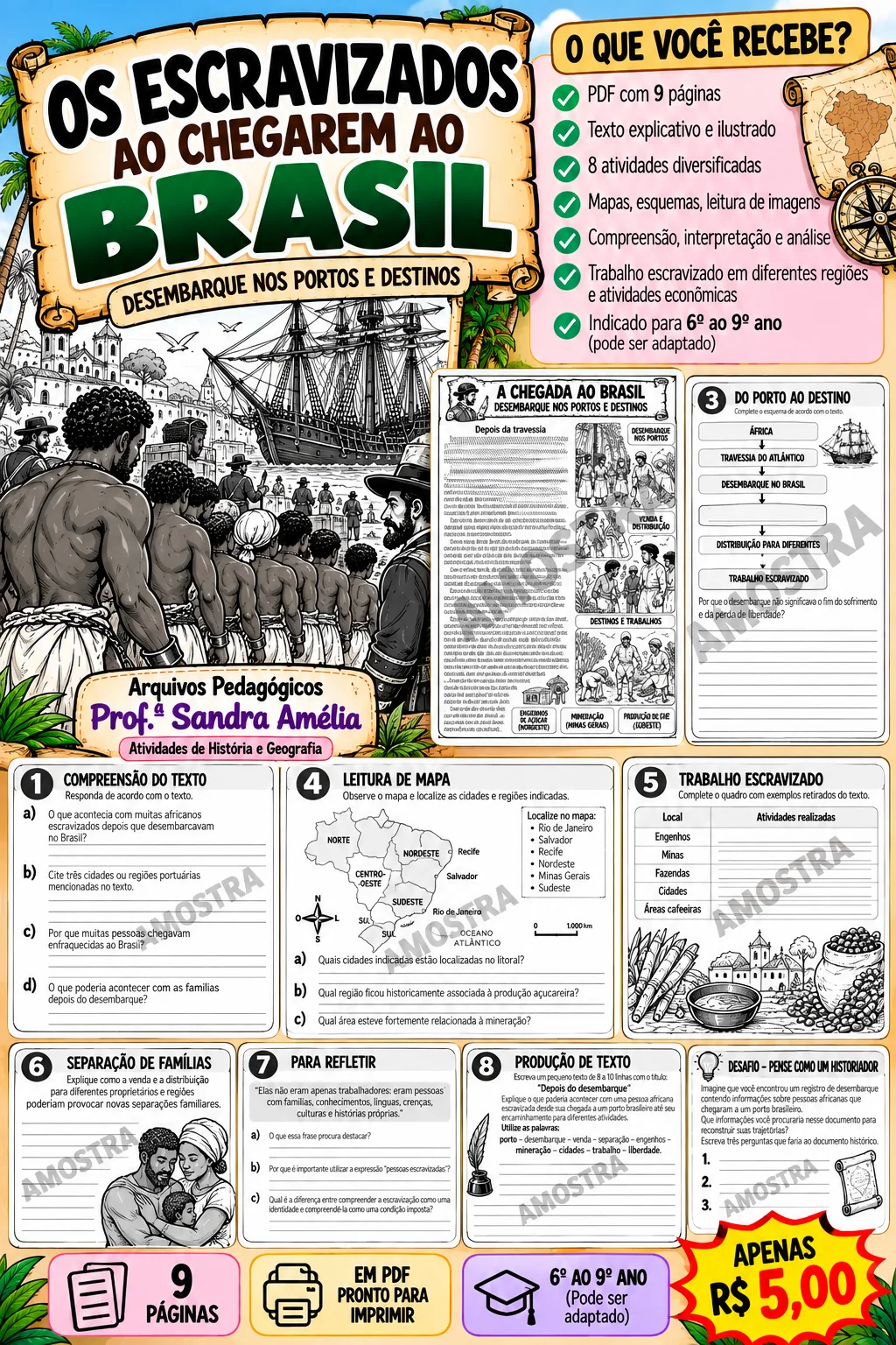 OS ESCRAVIZADOS AO CHEGAREM AO BRASIL – PDF para Imprimir — História para Todas as séries: Material pedagógico de História,…