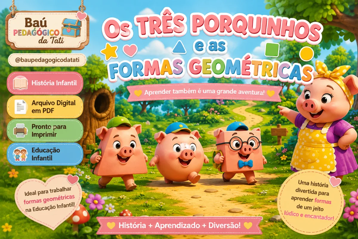Os Porquinhos e as Formas: História para Aprender Brincando — amostra 1: Uma história divertida dos três porquinhos para…