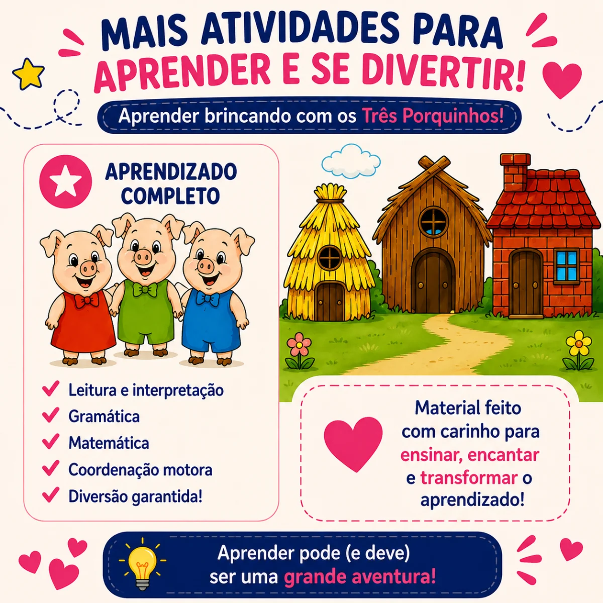 Os Três Porquinhos e as Formas Geométricas — amostra 4: Uma proposta lúdica e divertida para trabalhar diferentes…