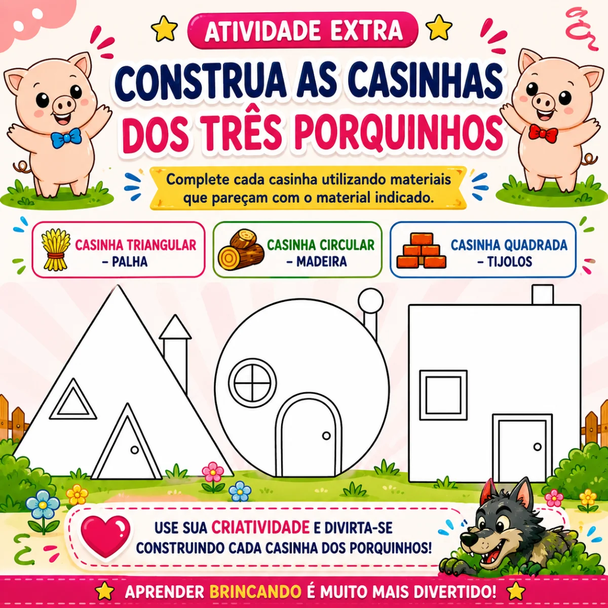 Os Três Porquinhos e as Formas Geométricas — amostra 5: Uma proposta lúdica e divertida para trabalhar diferentes…
