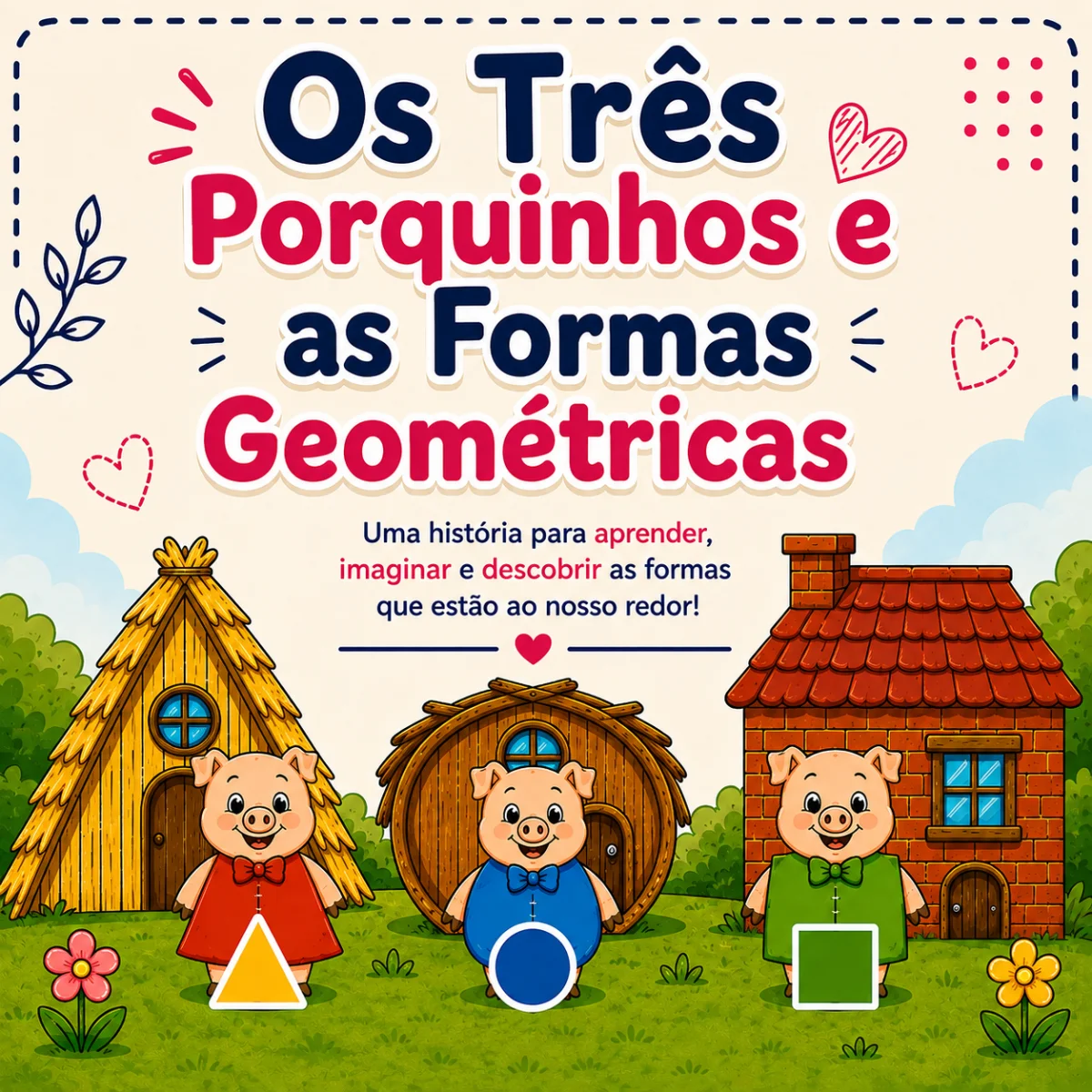 Os Três Porquinhos e as Formas Geométricas — capa do material