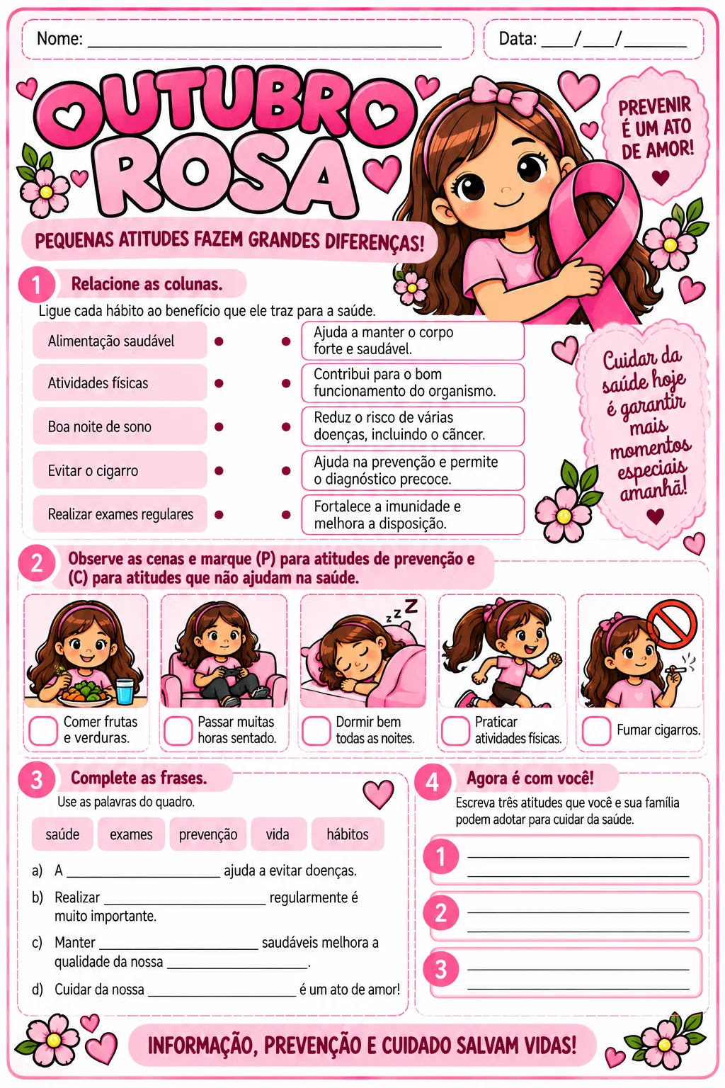 Outubro Rosa – 12 Atividades para 4º e 5º Ano — amostra 3: Para quais anos?