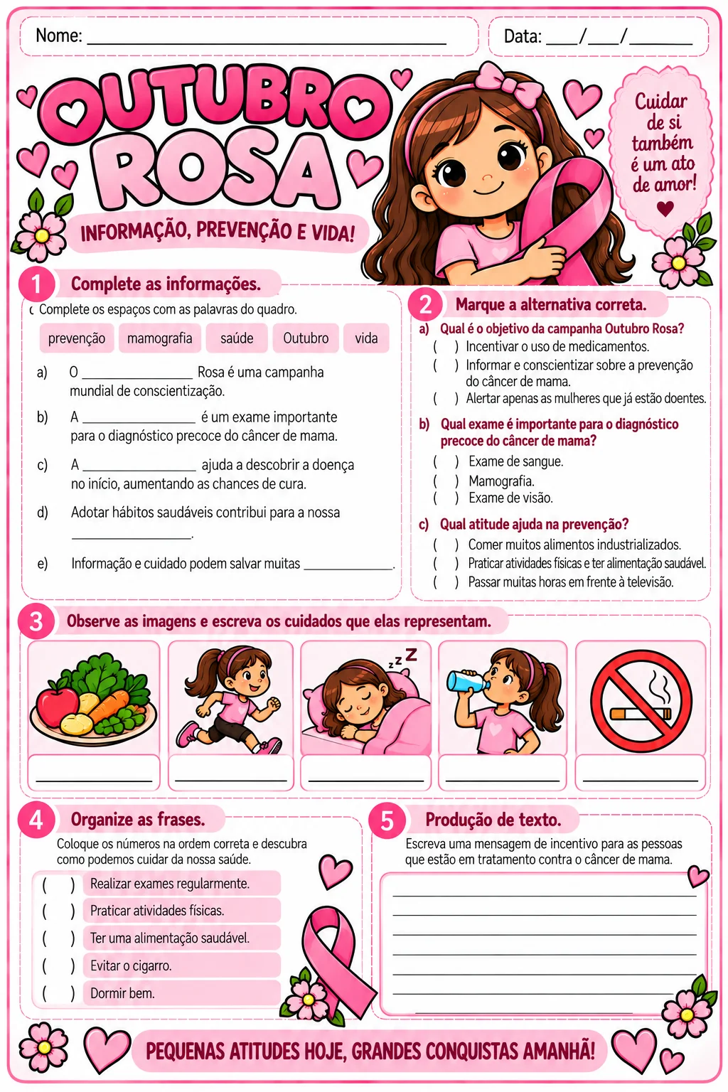Outubro Rosa – 12 Atividades para 4º e 5º Ano — amostra 5: Formato