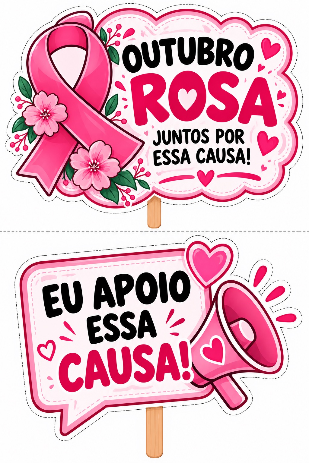 Outubro Rosa-16 Plaquinhas Grandes + 32 Plaquinhas Pequenas para Fotos — amostra 1: Kit Outubro Rosa – Plaquinhas para Fotos Outubro Rosa-16 Plaquinhas Grandes + 32 Plaquinhas Pequenas para Fotos — amostra 1: Kit Outubro Rosa – Plaquinhas para Fotos