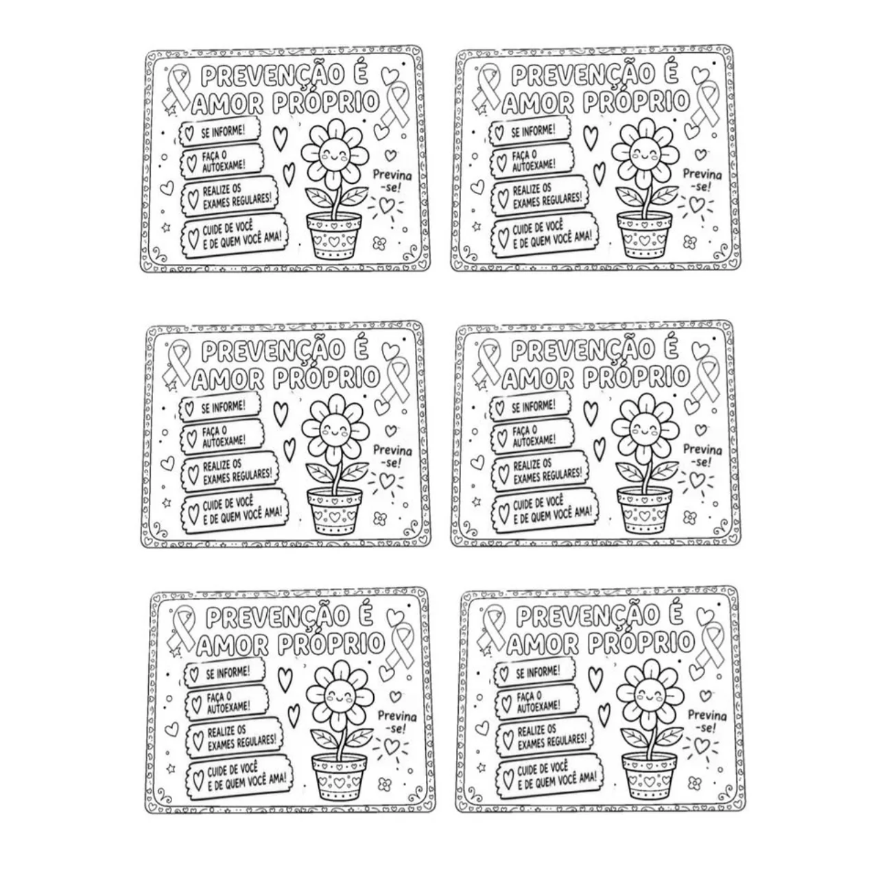Outubro Rosa com Arte e Afeto Desenhos sobre a Prevenção para Colorir — amostra 4: O Outubro Rosa é o mês oficial de…