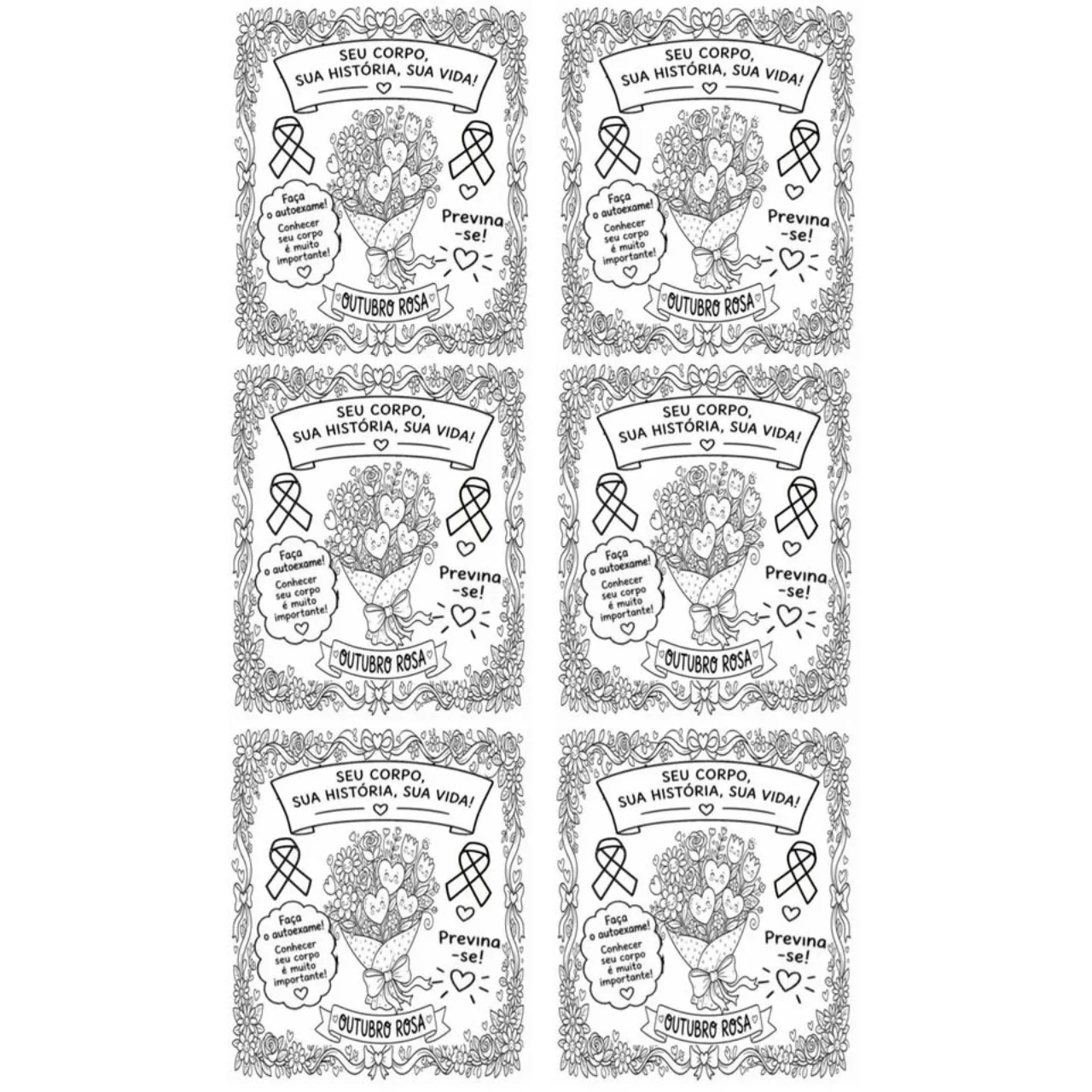 Outubro Rosa com Arte e Afeto Desenhos sobre a Prevenção para Colorir — amostra 5: O Outubro Rosa é o mês oficial de…