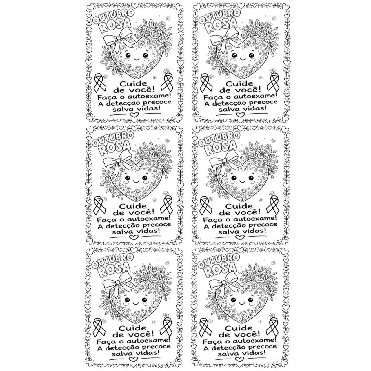 Outubro Rosa com Arte e Afeto Desenhos sobre a Prevenção para Colorir — amostra 6: O Outubro Rosa é o mês oficial de…