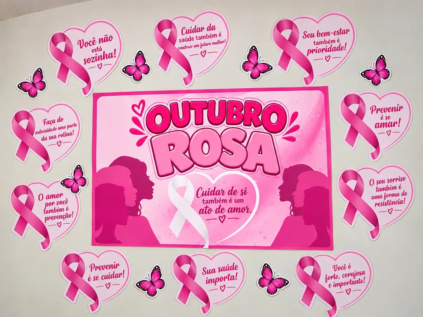 Outubro Rosa – Material em PDF (PAINEL, CARTÃO E INFORMATIVO ) — amostra 1: Material pedagógico de Outubro Rosa com 32…