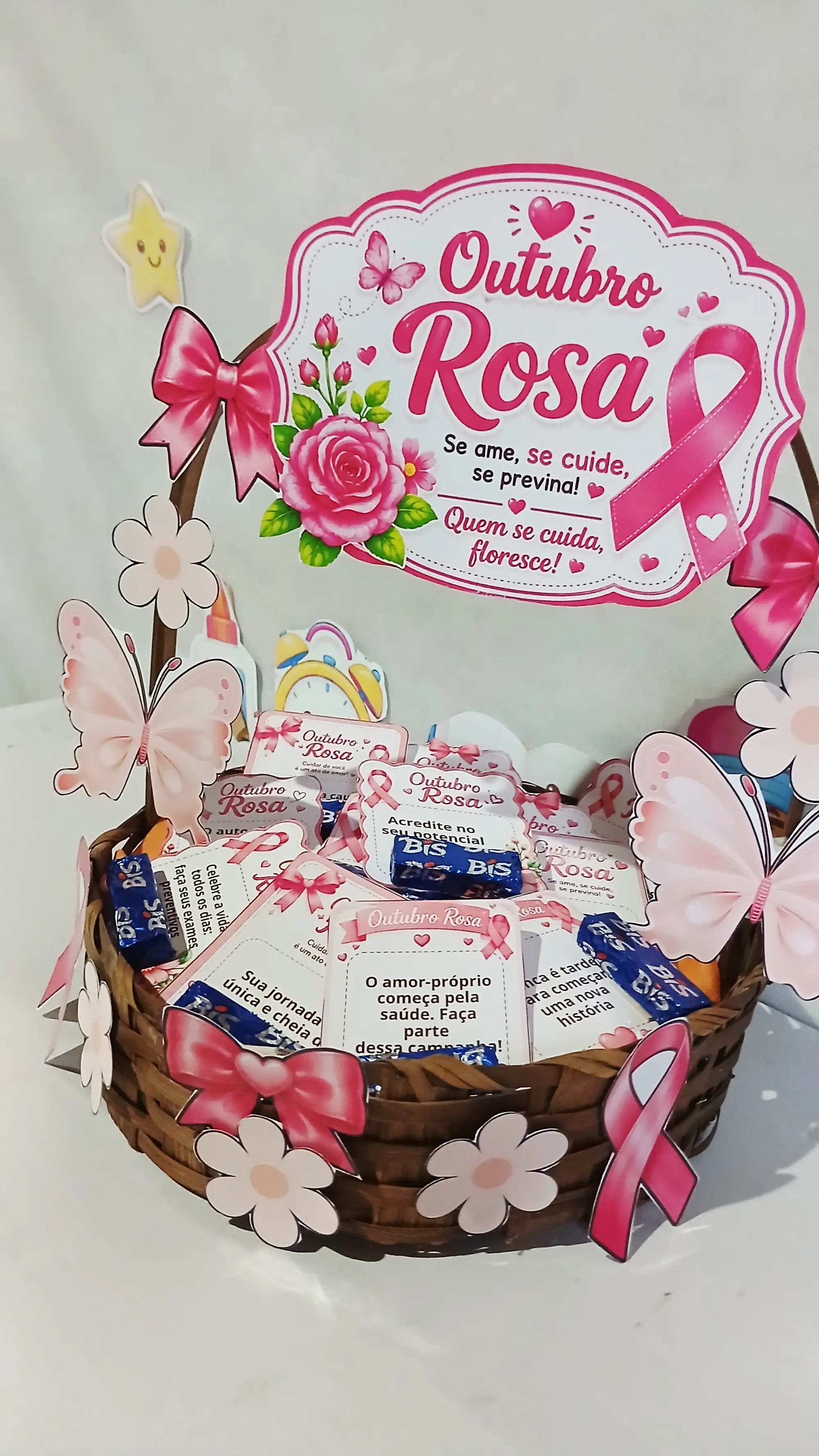 Outubro Rosa – Mimo com Chocolate para Imprimir — amostra 2: ✅ Possui espaço para acrescentar um chocolate.