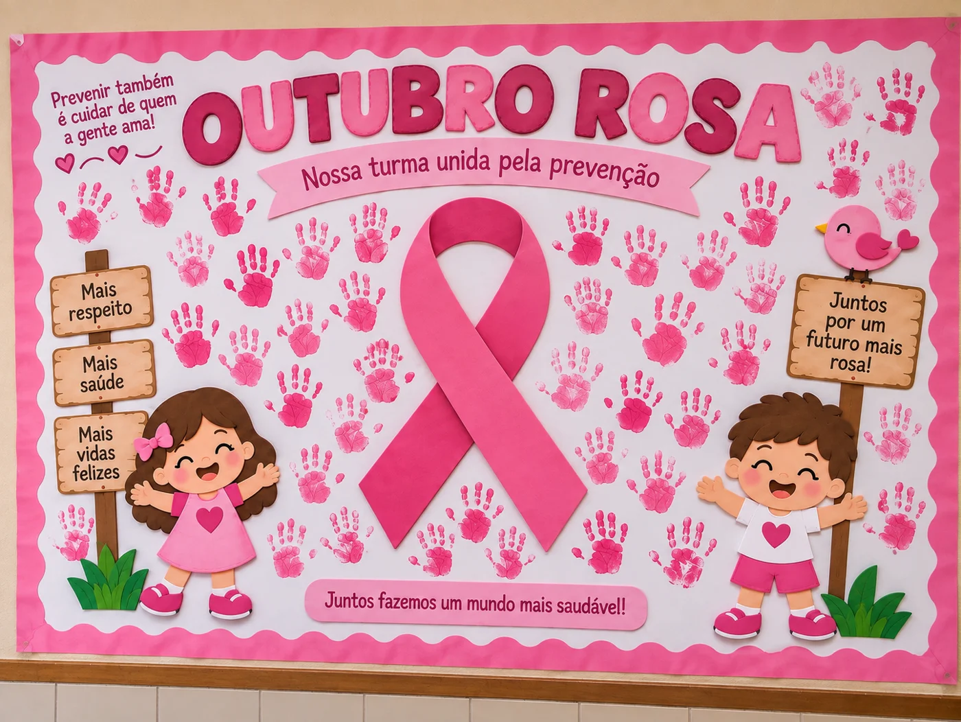 Outubro Rosa na Escola | Painel com Mãozinhas — amostra 1: O Painel Outubro Rosa com Mãozinhas é um recurso pensado para…