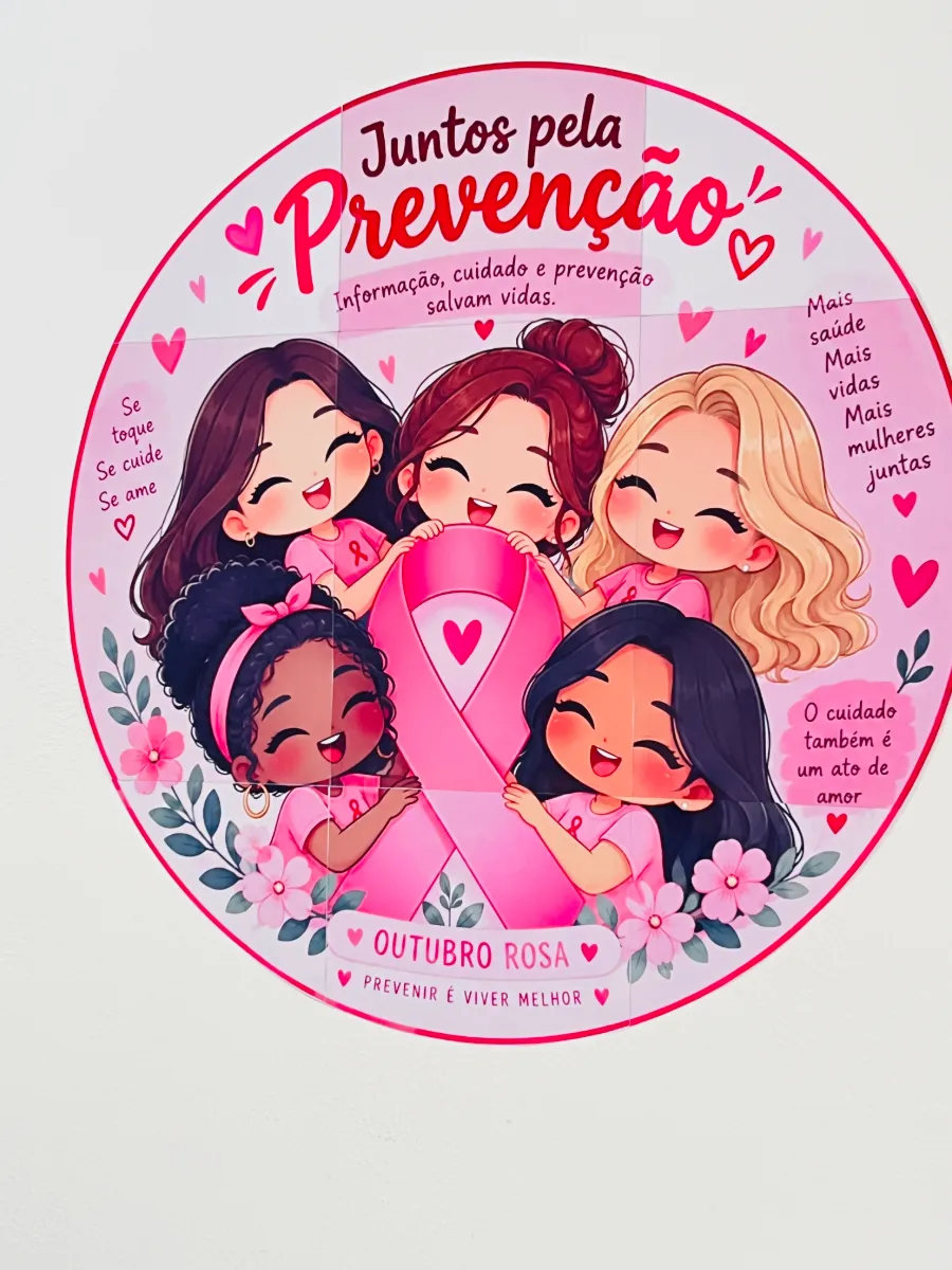 💗 OUTUBRO ROSA NA ESCOLA: UM PAINEL QUE FALA DE CUIDADO! 🌸 — amostra 1: Que tal transformar a decoração da escola em uma…
