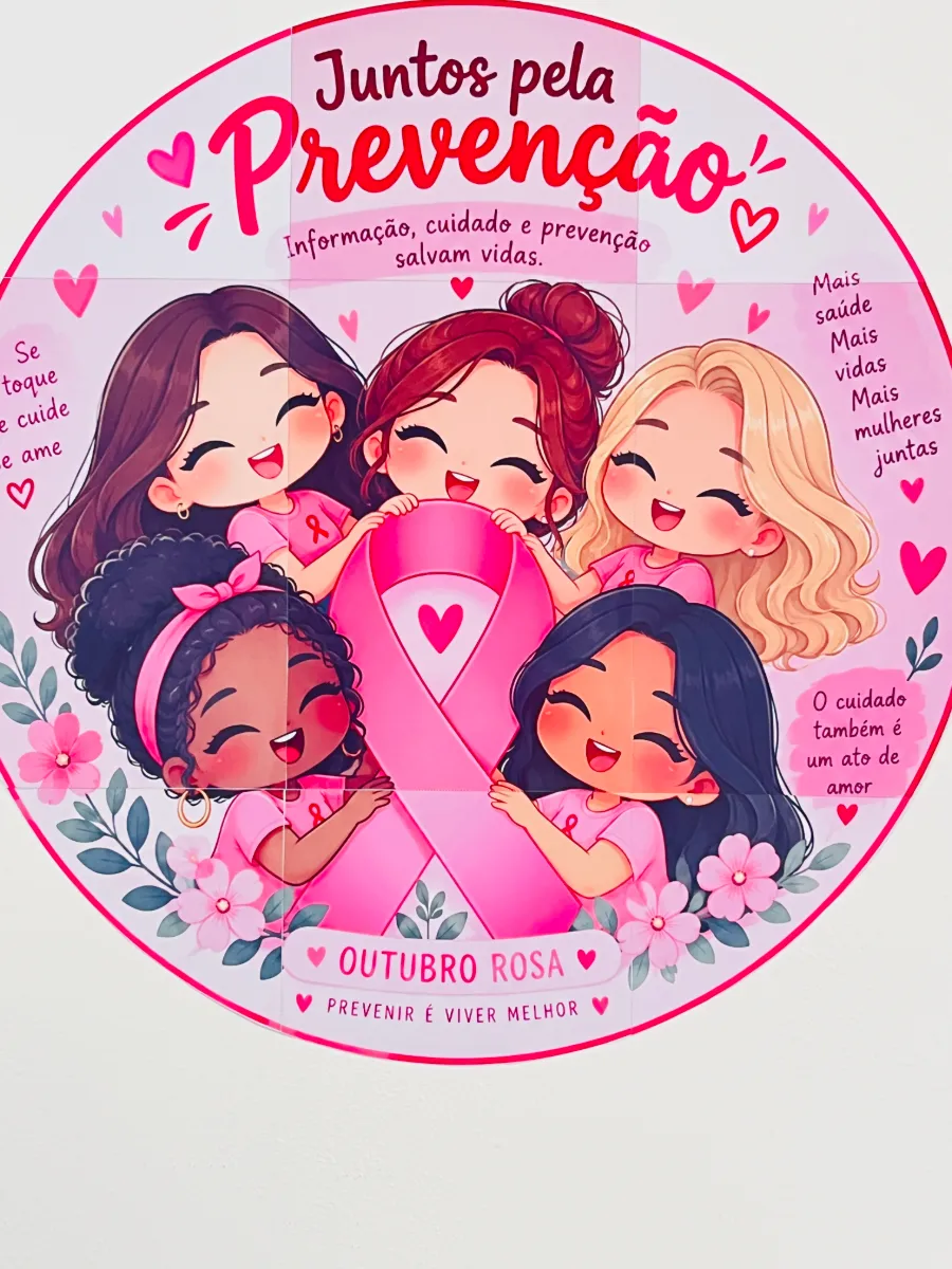 Outubro Rosa - Painel Decorativo Redondo — amostra 3: Deixe seu ambiente escolar ainda mais acolhedor e cheio de…