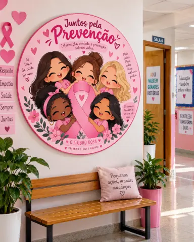 Outubro Rosa - Painel Decorativo Redondo — capa do material