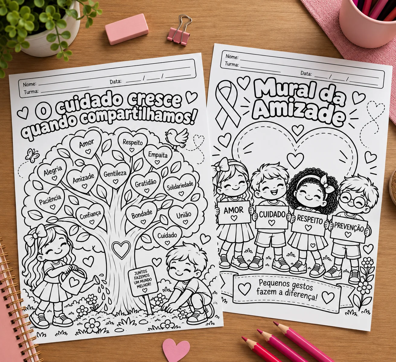 Outubro Rosa para Colorir: Atividades Infantis para Imprimir — amostra 5: 10 atividades de Outubro Rosa para colorir,…