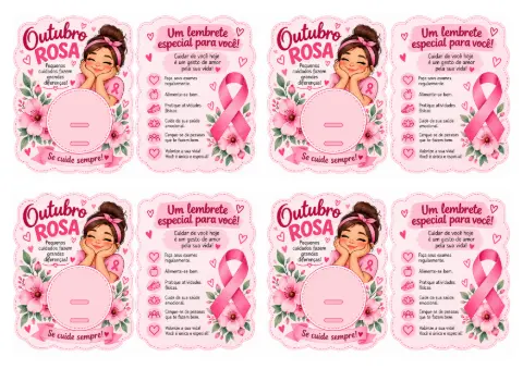 Outubro Rosa: proposta de cartão porta pirulito. — amostra 2: O que vem no material Outubro Rosa: proposta de cartão porta pirulito. — amostra 2: O que vem no material