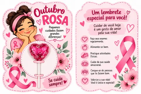 Outubro Rosa: proposta de cartão porta pirulito. — capa do material