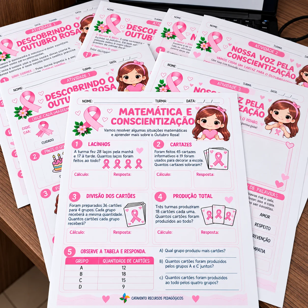 Outubro Rosa sequencia de atividades inclusivas para 3° ao 5° anos — amostra 1: OUTUBRO ROSA PARA CRIANÇAS — SEQUÊNCIA DE…