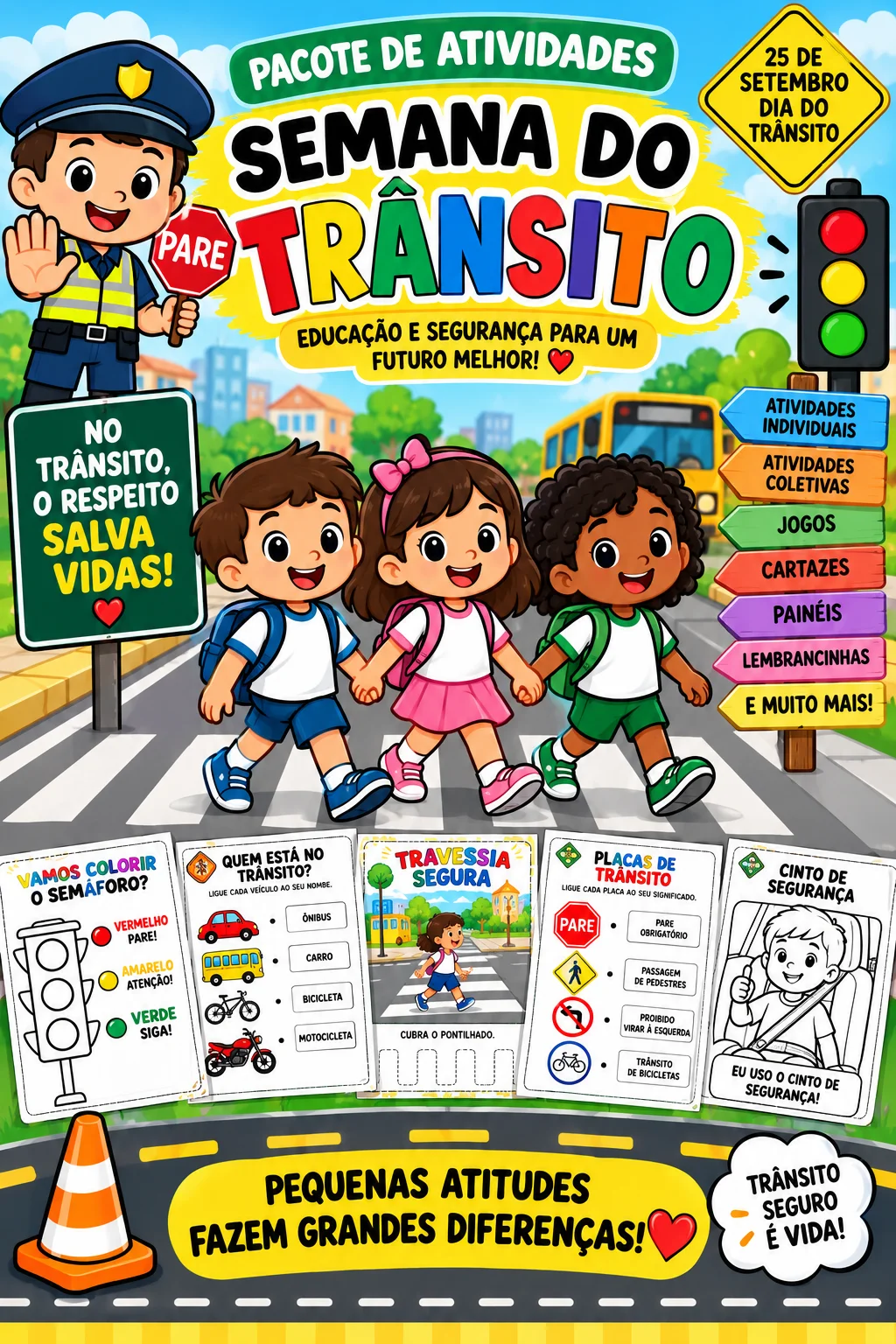 🚦 PACOTE 12 ATIVIDADES – SEMANA DO TRÂNSITO EM PDF — amostra 1: 🚦 PACOTE DE 12 ATIVIDADES – SEMANA DO TRÂNSITO 🚦