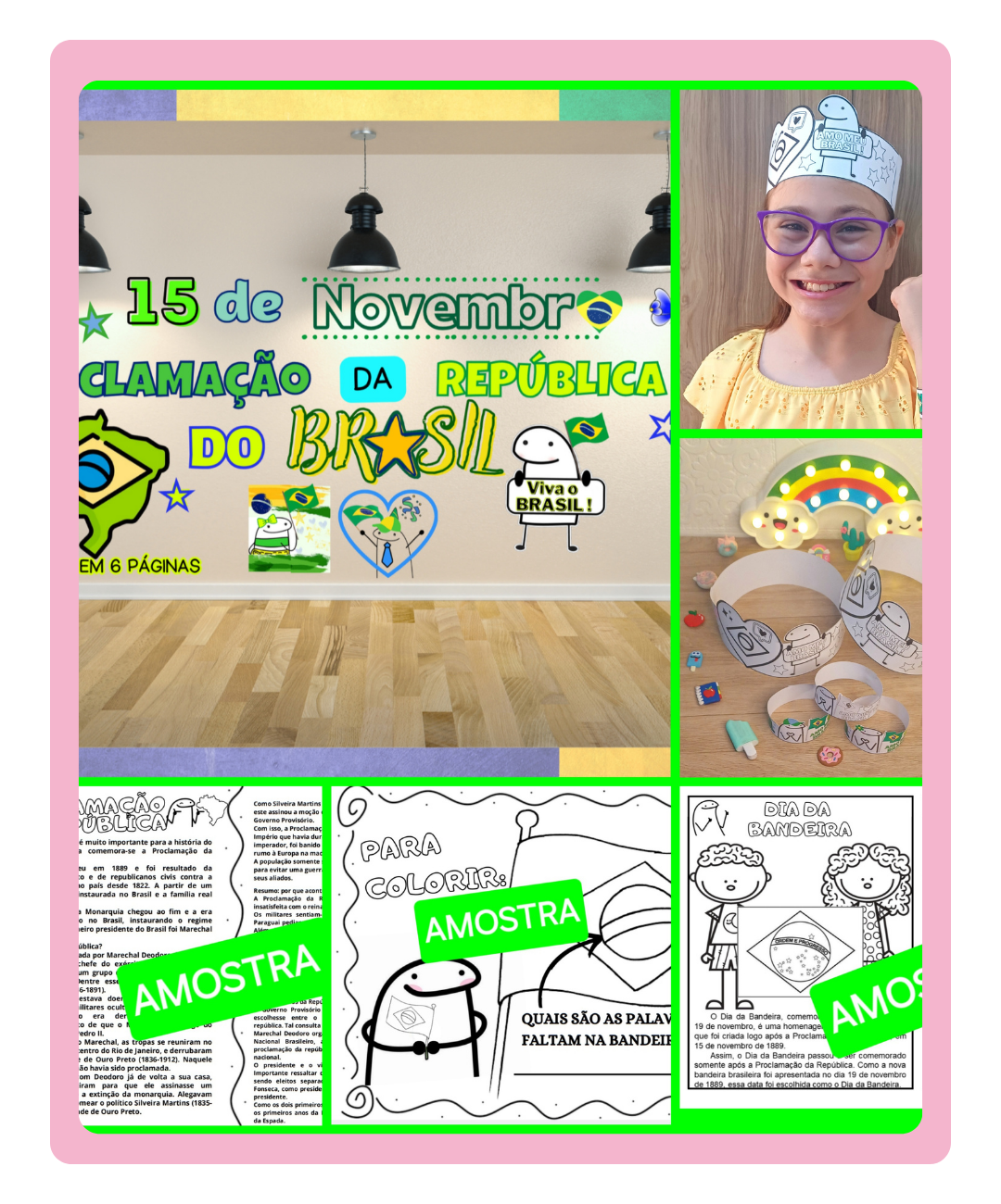 Painéis de novembro para imprimir: República e Bandeira — amostra 7: Prepare a sala para as datas cívicas de novembro com…