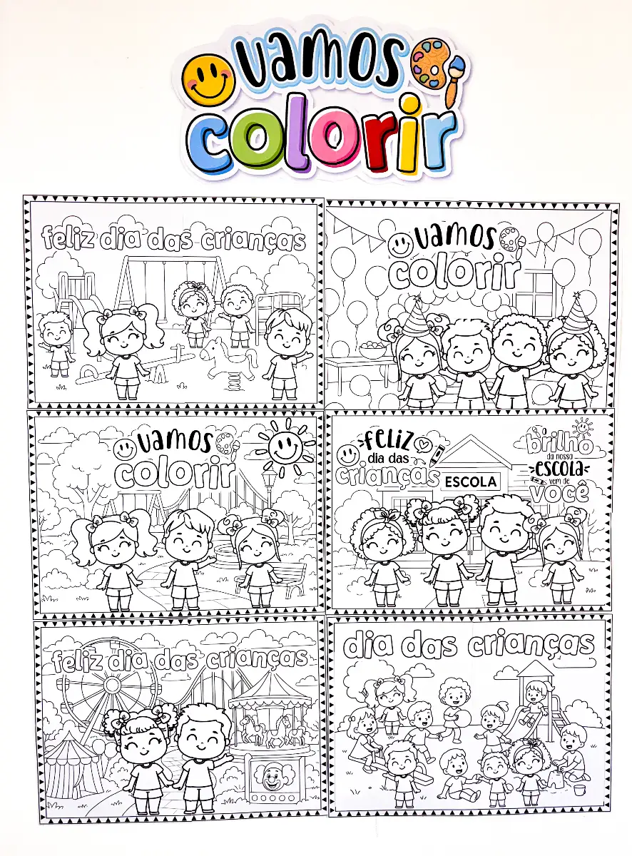 Painéis de Pintura Coletiva Dia das Crianças - 6 modelos — Atividades para Educação Infantil: Kit com 6 painéis gigantes…