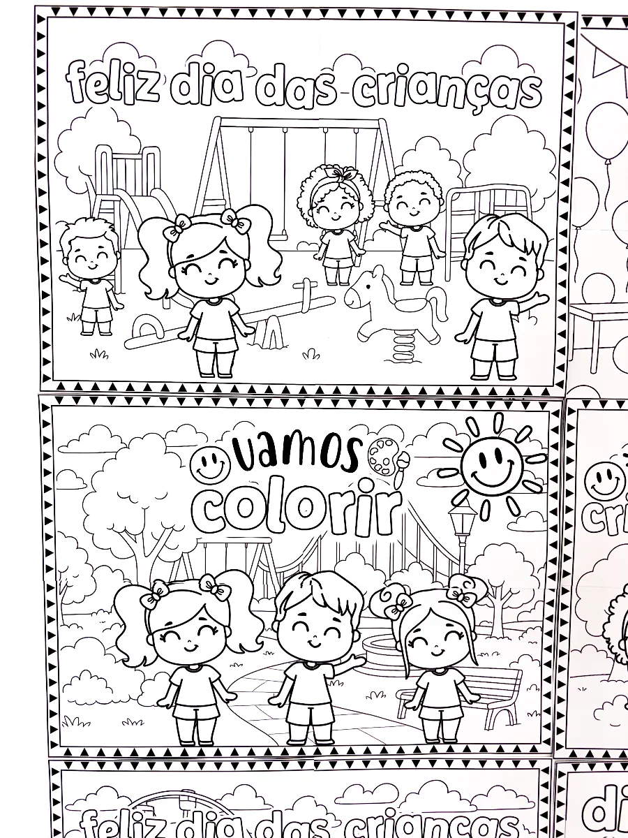 Painéis de Pintura Coletiva Dia das Crianças - 6 modelos — amostra 2: Kit com 6 painéis gigantes para colorir na Semana da…