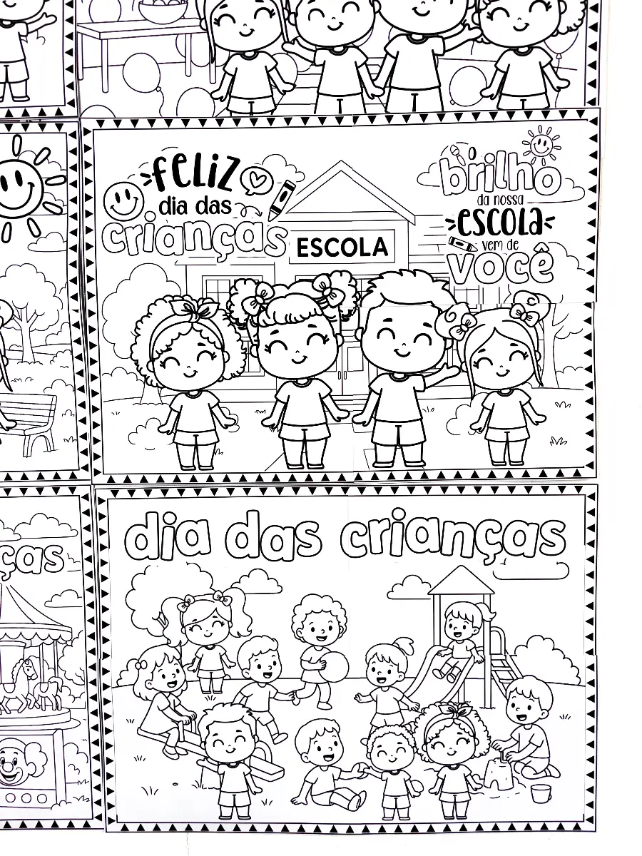 Painéis de Pintura Coletiva Dia das Crianças - 6 modelos — amostra 4: Kit com 6 painéis gigantes para colorir na Semana da…