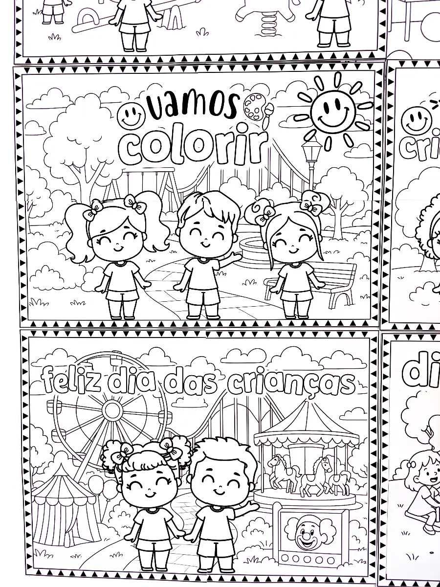 Painéis de Pintura Coletiva Dia das Crianças - 6 modelos — amostra 5: Kit com 6 painéis gigantes para colorir na Semana da…